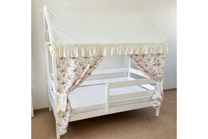 Крыша и шторы для кроватки домика ТД-32