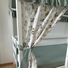 Крыша и шторы для кроватки домика ТД-47