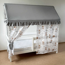 Крыша и шторы для кроватки домика ТД-49