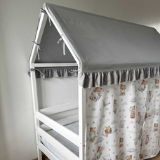 Крыша и шторы для кроватки домика ТД-49